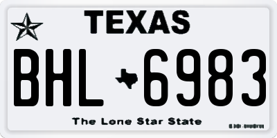 TX license plate BHL6983