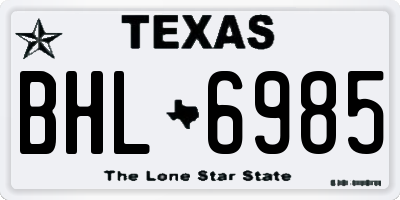 TX license plate BHL6985