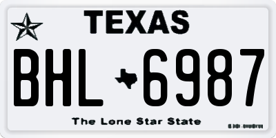 TX license plate BHL6987