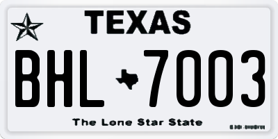 TX license plate BHL7003
