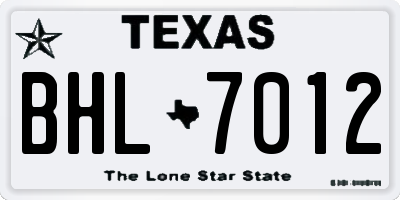 TX license plate BHL7012