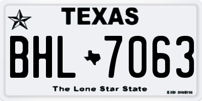 TX license plate BHL7063