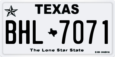 TX license plate BHL7071