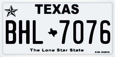 TX license plate BHL7076