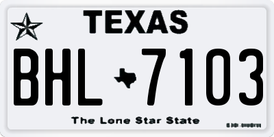 TX license plate BHL7103