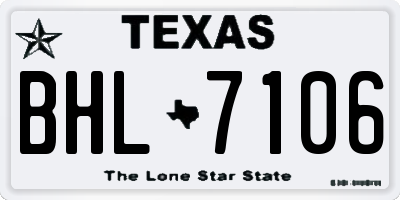 TX license plate BHL7106