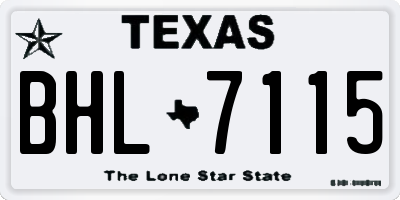 TX license plate BHL7115