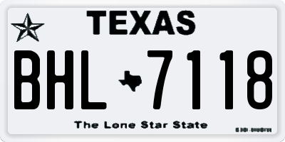 TX license plate BHL7118