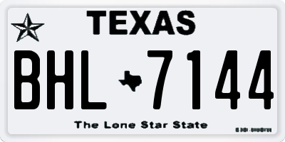 TX license plate BHL7144