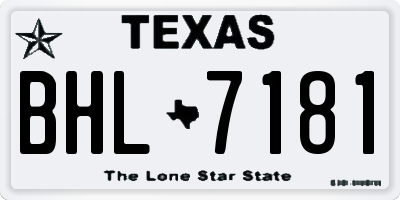TX license plate BHL7181