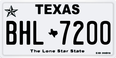 TX license plate BHL7200
