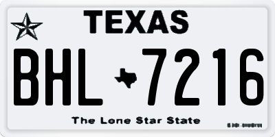 TX license plate BHL7216