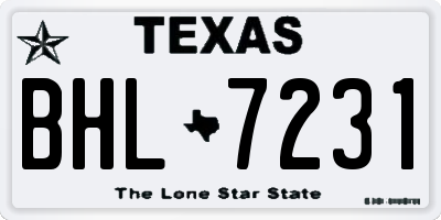 TX license plate BHL7231