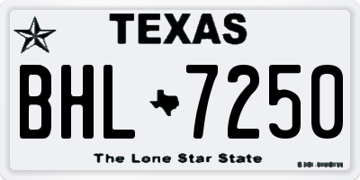 TX license plate BHL7250