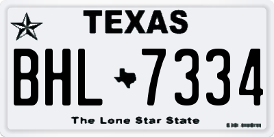 TX license plate BHL7334