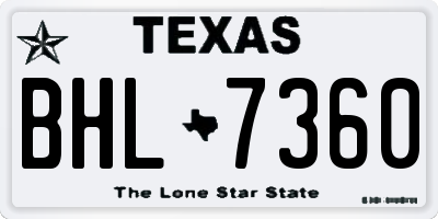TX license plate BHL7360