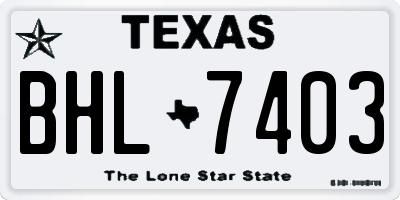 TX license plate BHL7403