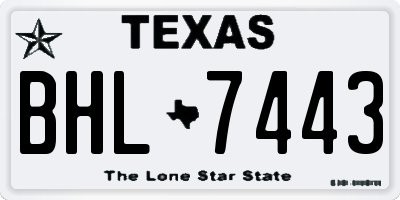 TX license plate BHL7443