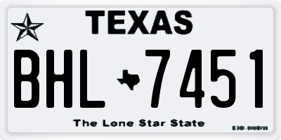 TX license plate BHL7451