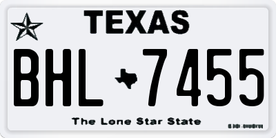 TX license plate BHL7455