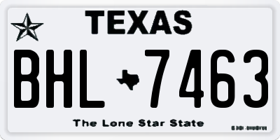 TX license plate BHL7463