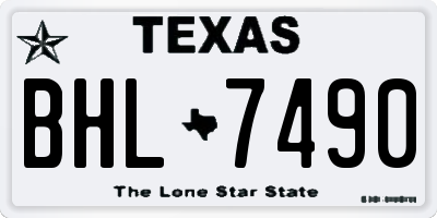 TX license plate BHL7490