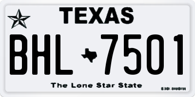 TX license plate BHL7501