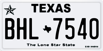 TX license plate BHL7540