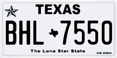 TX license plate BHL7550