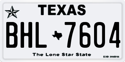 TX license plate BHL7604