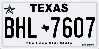 TX license plate BHL7607