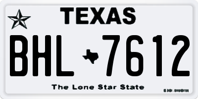 TX license plate BHL7612