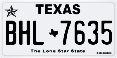 TX license plate BHL7635