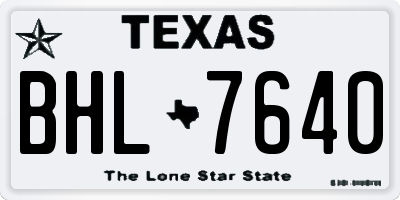 TX license plate BHL7640