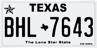 TX license plate BHL7643