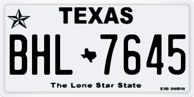 TX license plate BHL7645