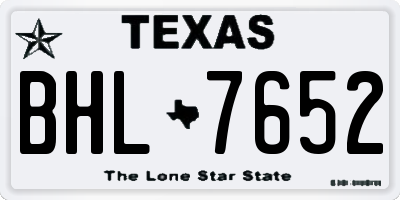 TX license plate BHL7652