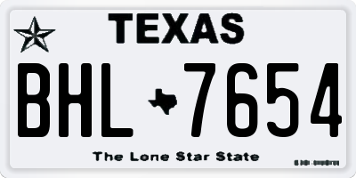 TX license plate BHL7654
