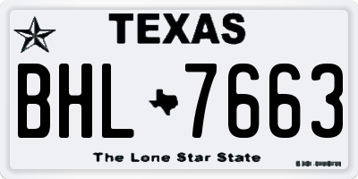 TX license plate BHL7663