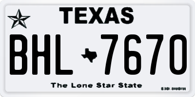 TX license plate BHL7670