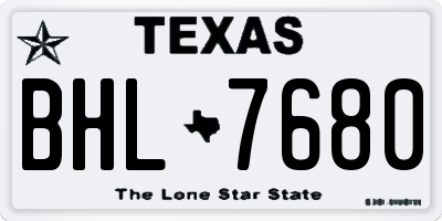 TX license plate BHL7680