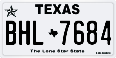 TX license plate BHL7684