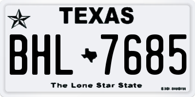 TX license plate BHL7685
