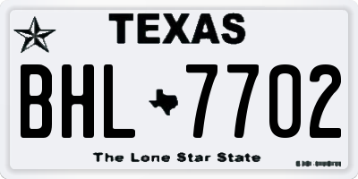 TX license plate BHL7702