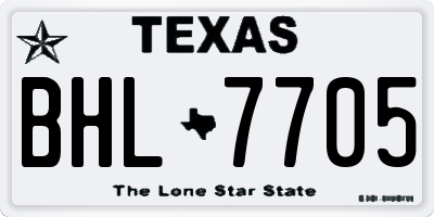 TX license plate BHL7705