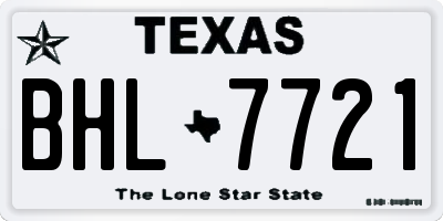 TX license plate BHL7721