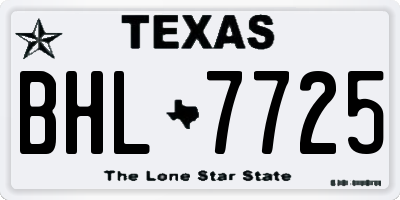TX license plate BHL7725