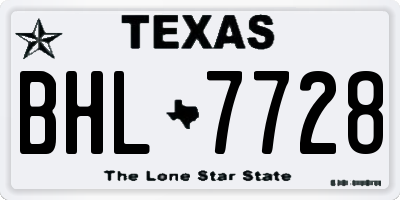 TX license plate BHL7728