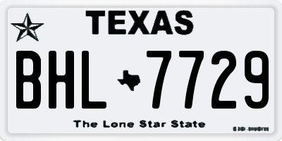 TX license plate BHL7729