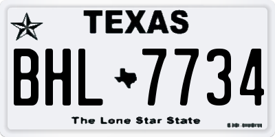 TX license plate BHL7734